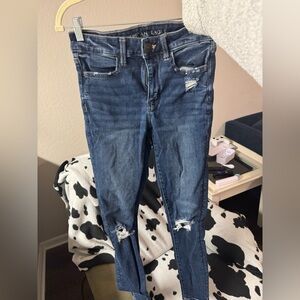 American Eagle Outfitters Dark Blue Distressed Skinny Jeans